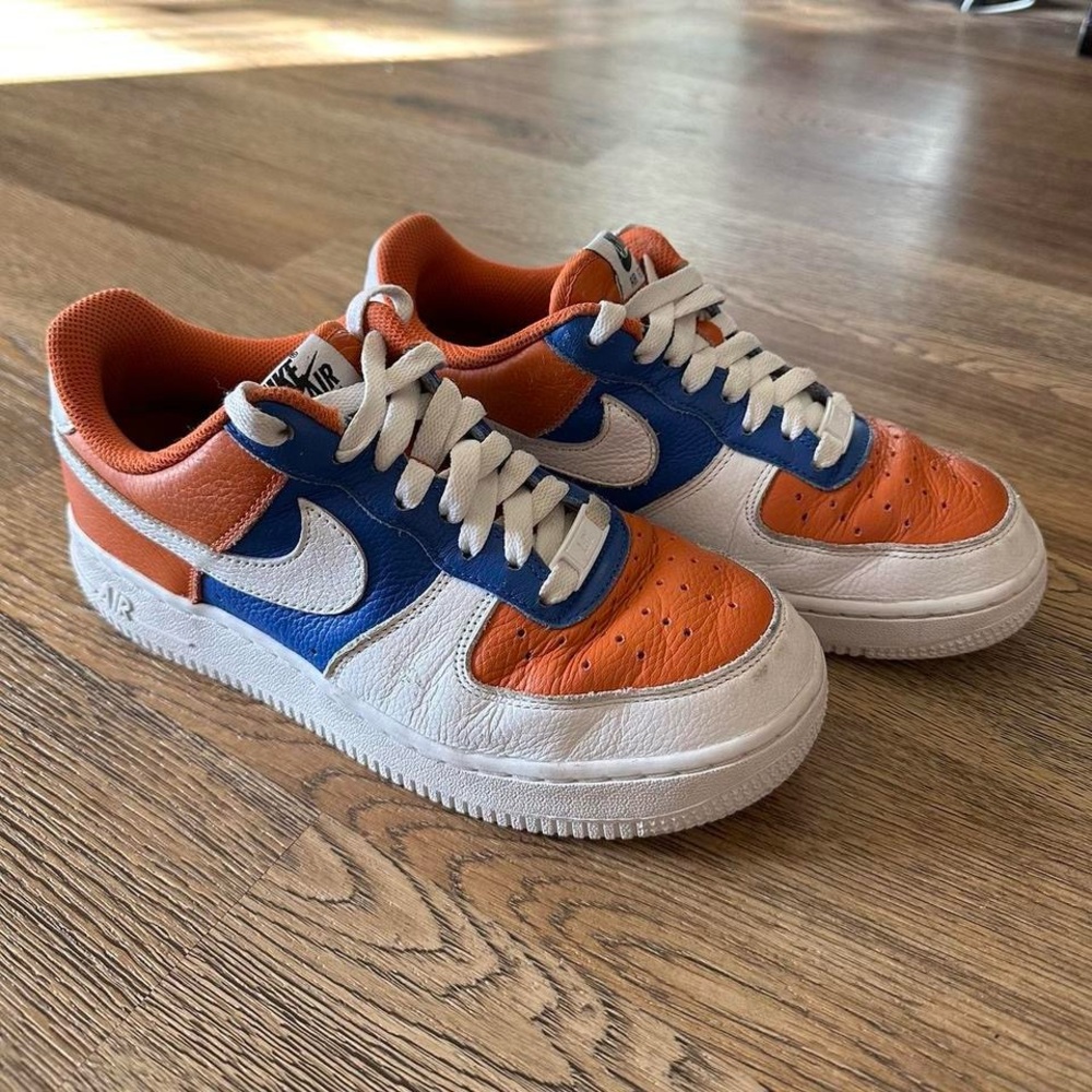 Nike Custom Air Force One Low, Blue and Orange, Size Women's 6.5